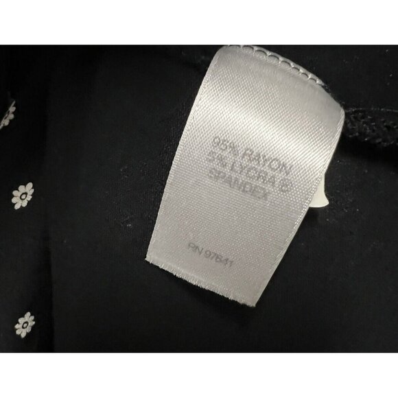 J. Jill Top Womens Medium Petite Floral Black Ditsy Keyhole Long Sleeve Wearever - Picture 4 of 5